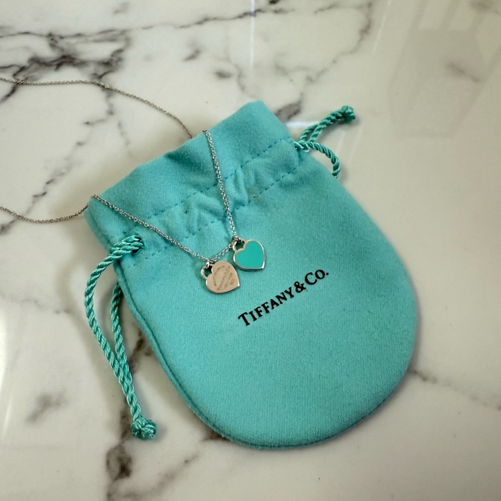 Tiffany & Co Mini Double Heart Tag Pendant in Silver